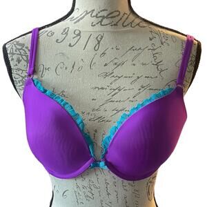 Victoria's Secret Purple Lace Trim Push Up Bra Size 34D